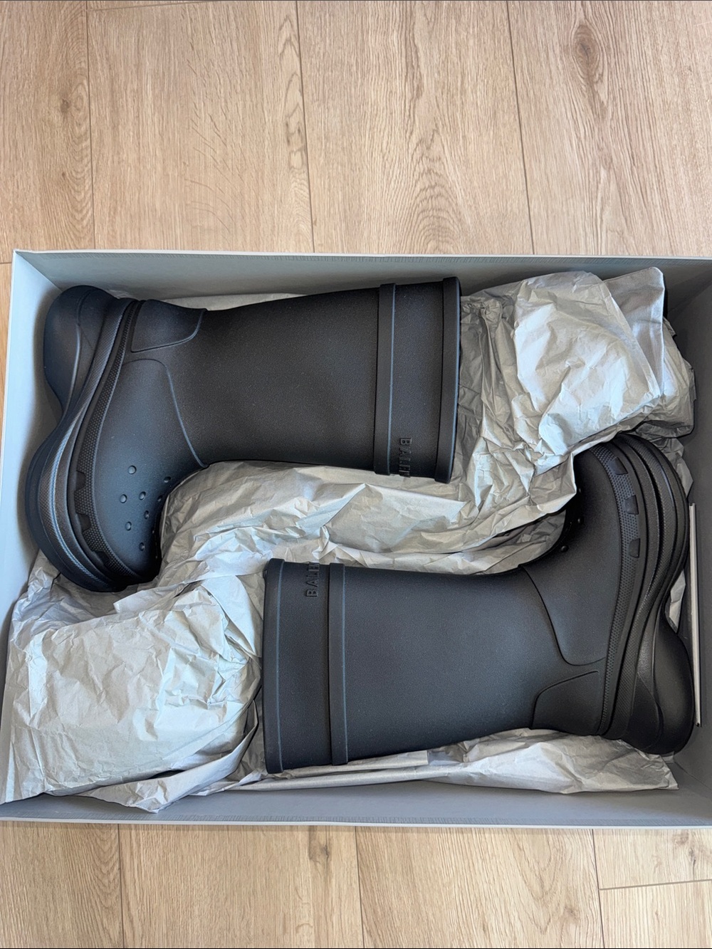 Balenciaga Black Rubber Rain Boots